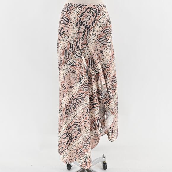 ALLSAINTS Skirt Size 4 Raya Arietta Animal‎ Print Multi Ruffled Asymmetric Hem - Picture 1 of 13